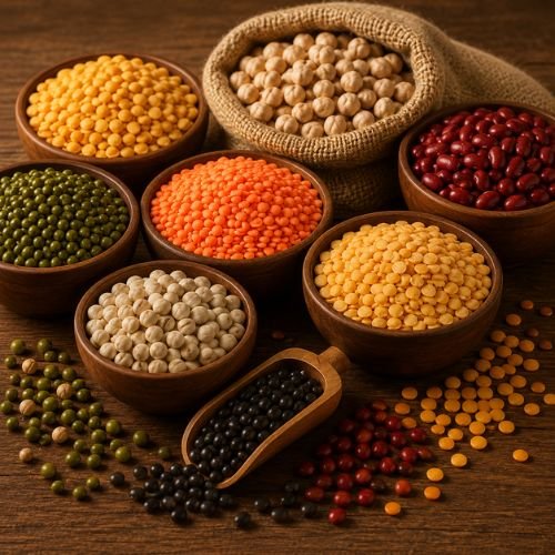 Assorted pulses, lentils, and legumes