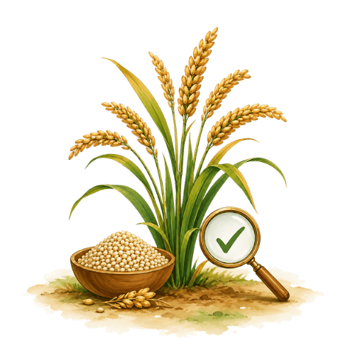 Millet crop and grains being carefully checked for quality